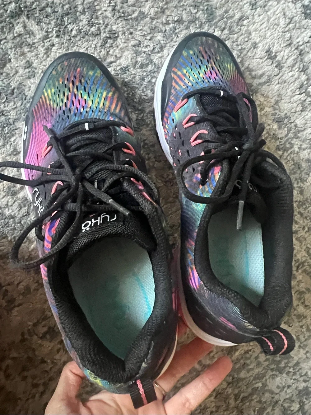 Ryka Black Multi-Color Athletic Sneakers with Pink Accents
